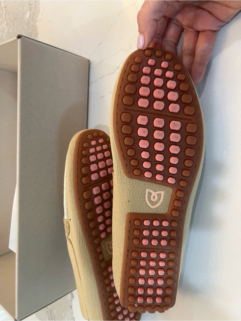 Rothy's Cream and Beige Braided Knit Slip-On Loafers - Picture 3 of 6